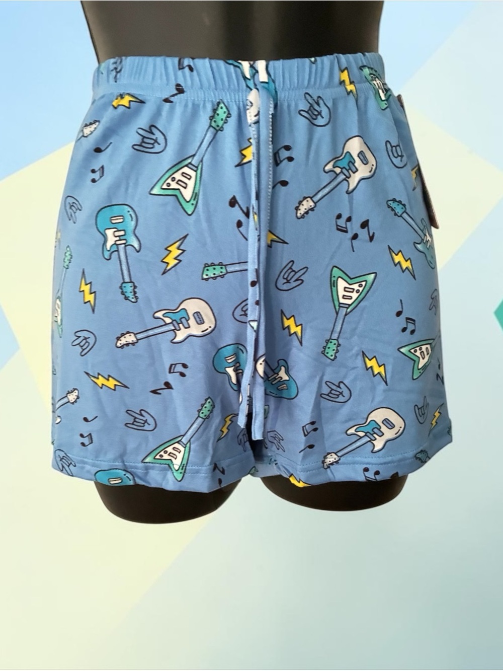 Blue Guitar Print women’s pj shorts
